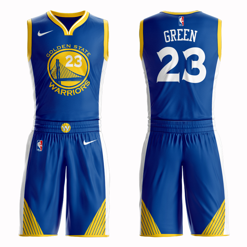 Men 2019 NBA Nike Golden State Warriors 23 Green blue Customized jersey